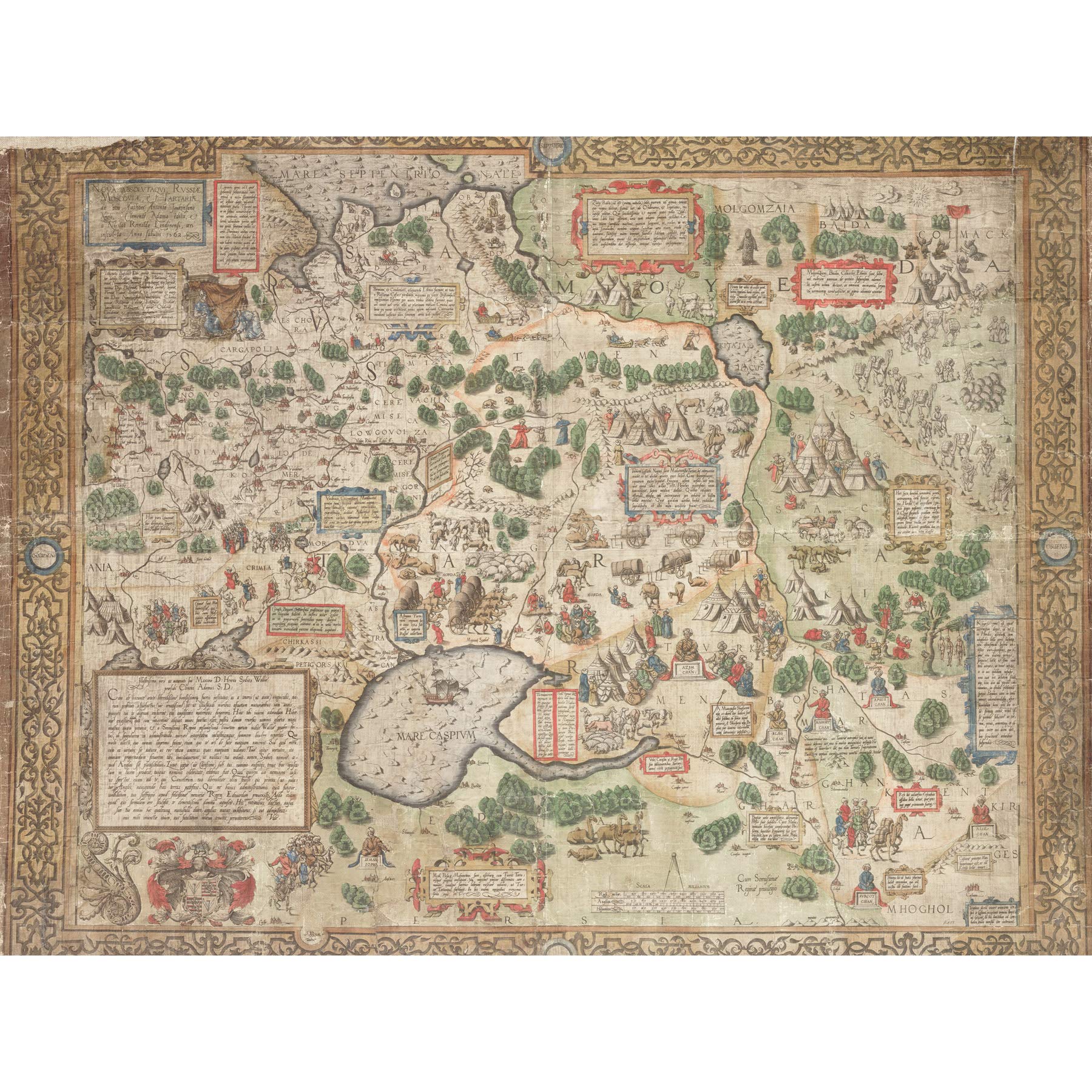 Jenkinson 1562 Map Russia Moscow Tartary Large XL Wall Art Canvas Print