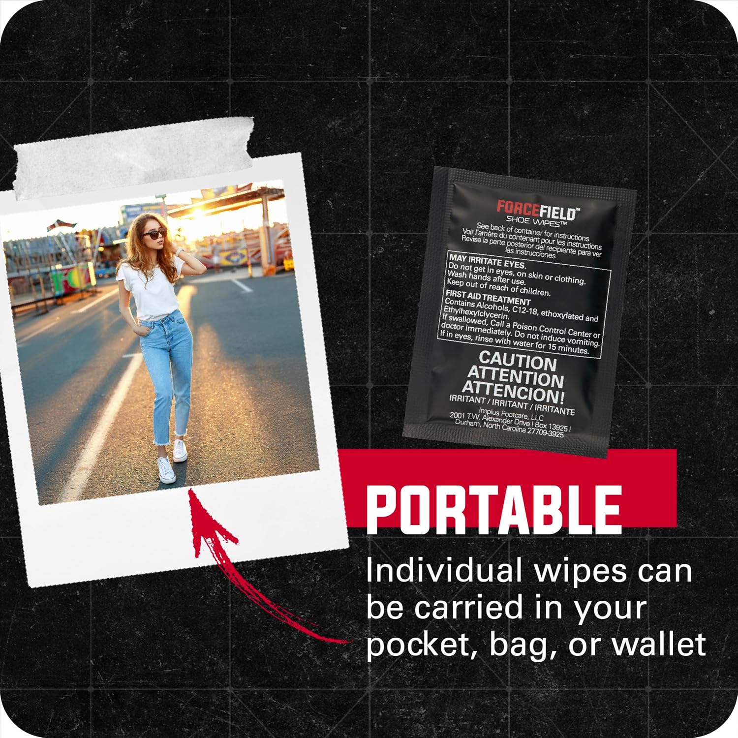 Forcefield Shoe Wipes – Individually Wrapped, Dual-Sided Sneaker Cleaning Wipes for Shoes, Cleats, Boots & More – Portable On-the-Go Stain & Scuff Remover, 12-Pack with Storage Tin