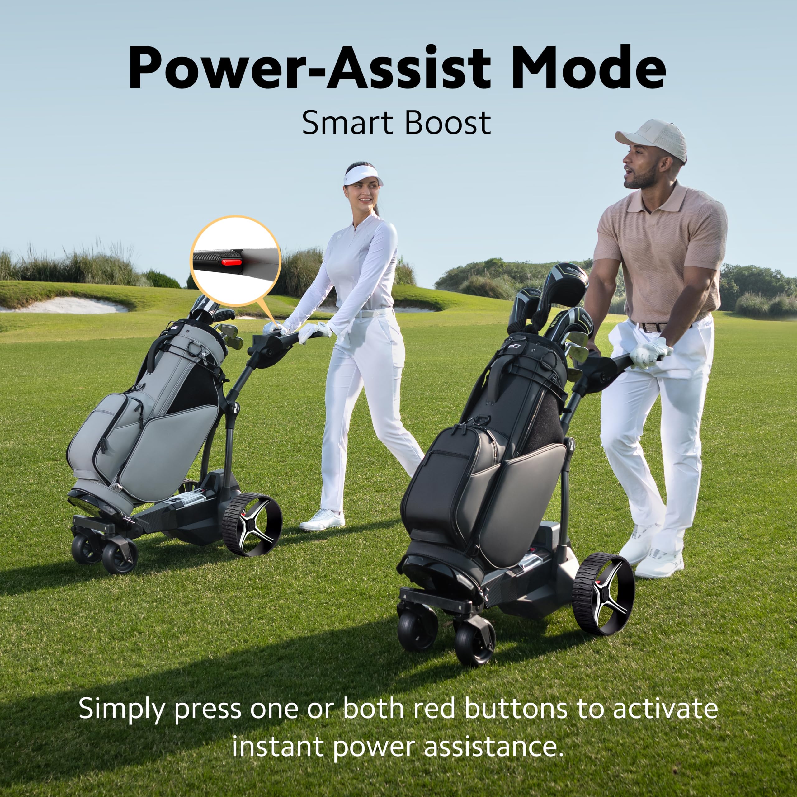 NAVEE Birdie - Carrito de Golf eléctrico con 3 mandos a Distancia, Compacto de un Solo Toque, Motores duales, batería de 220 WH para 36 Agujeros, Sistema de Estabilidad de Ruedas 4+1, Control de