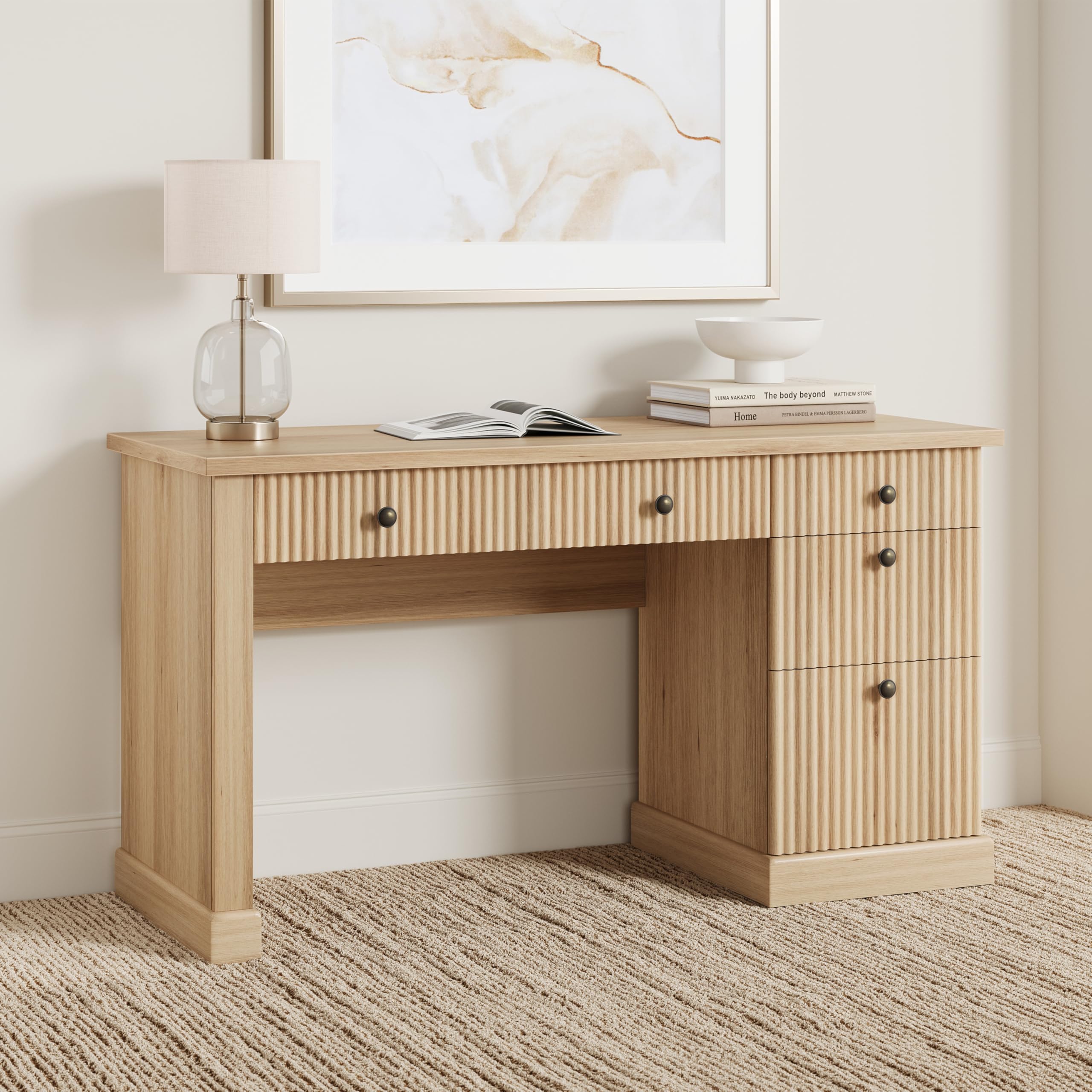 Amazon.com: Garvee Fluted Home Office Desk Storage, 54 in Modern