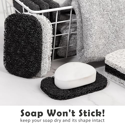 Miniatura 6 de myHomeBody Bolsa de jabón exfoliante con bolsillo para jabón  Exfoliante corporal, esponja exfoliante para baño o ducha, para jabón en barra de 5