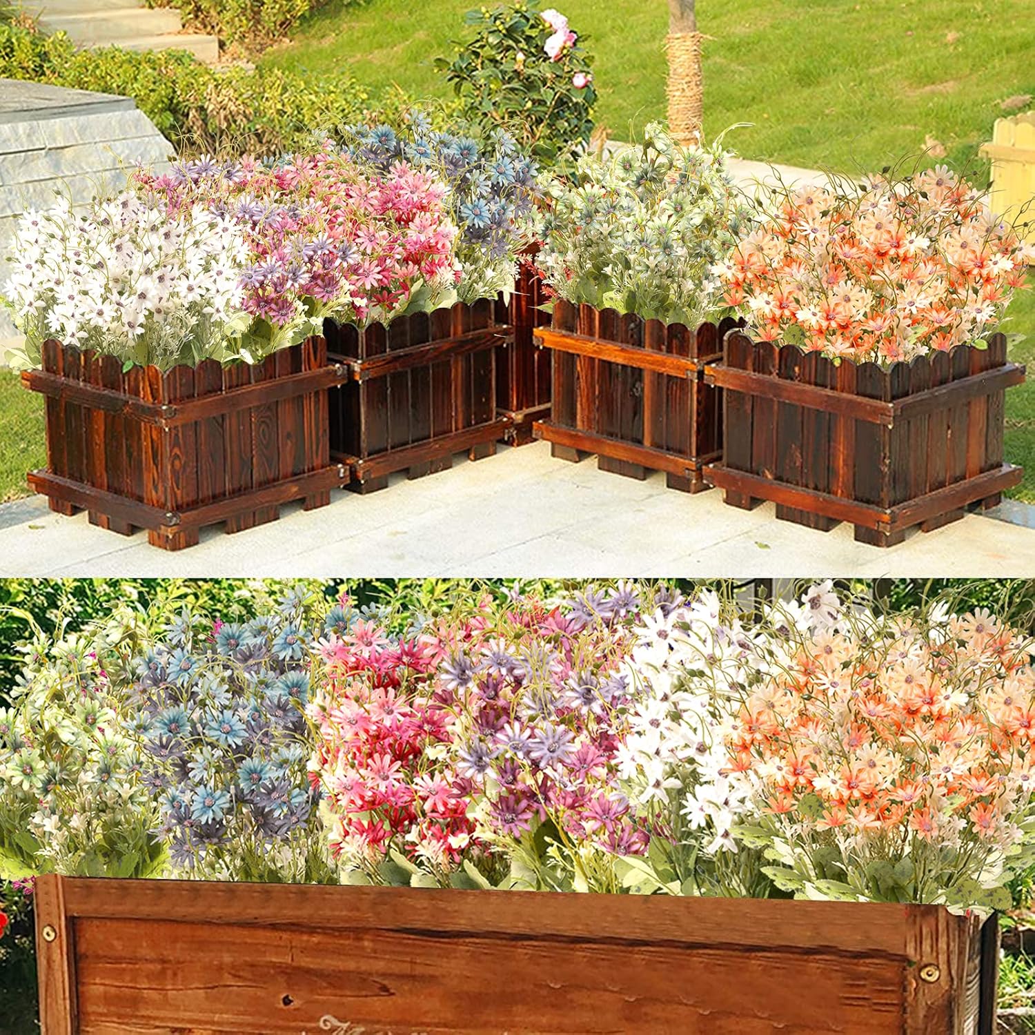 Artificial Flowers Wildflowers Silk Daisy Spring Fake Daisies Decoration Summer UV Resistant Colorful Mixed Bundles Faux Greenery Outdoor Plant Stem Filler for Home Decor Indoor Floral Arrangements - Image 7