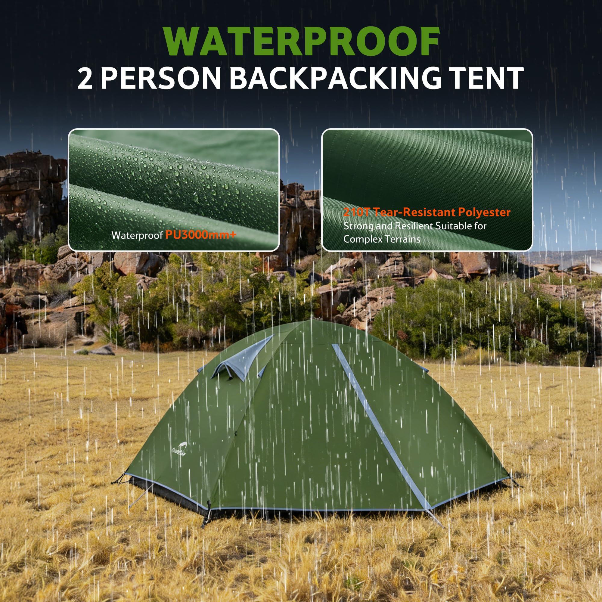Naturehike Bleik Ultralight Kuppelzelt Wasserdicht (3000mm) Zelt 2-3 Personen Leichtes Zelte für Camping, Wandern & Trekking