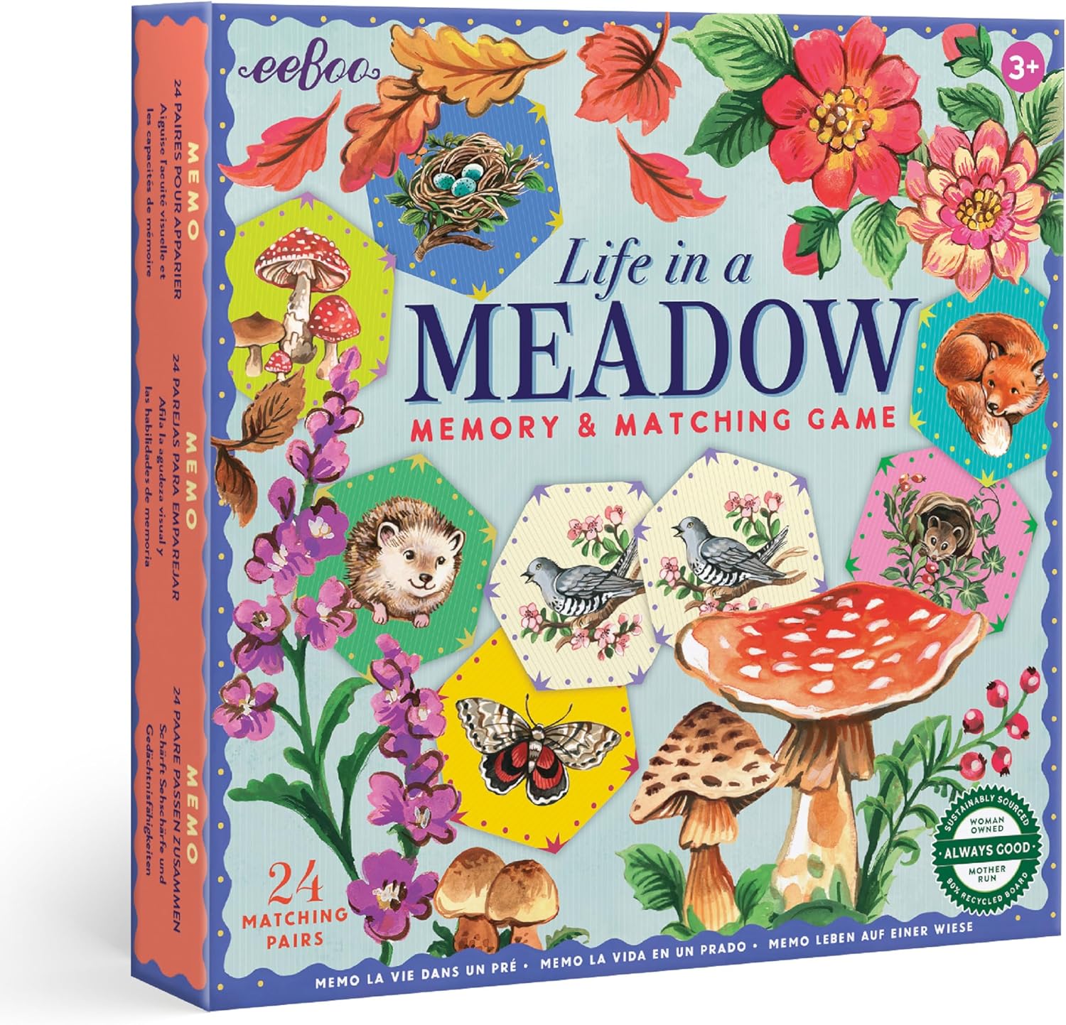 eeBoo: Memory and Matching Game - Life in a Meadow - 24 Pairs, Develops Recognition, Concentration, Memory & Vocabulary Skills, Age 3+
