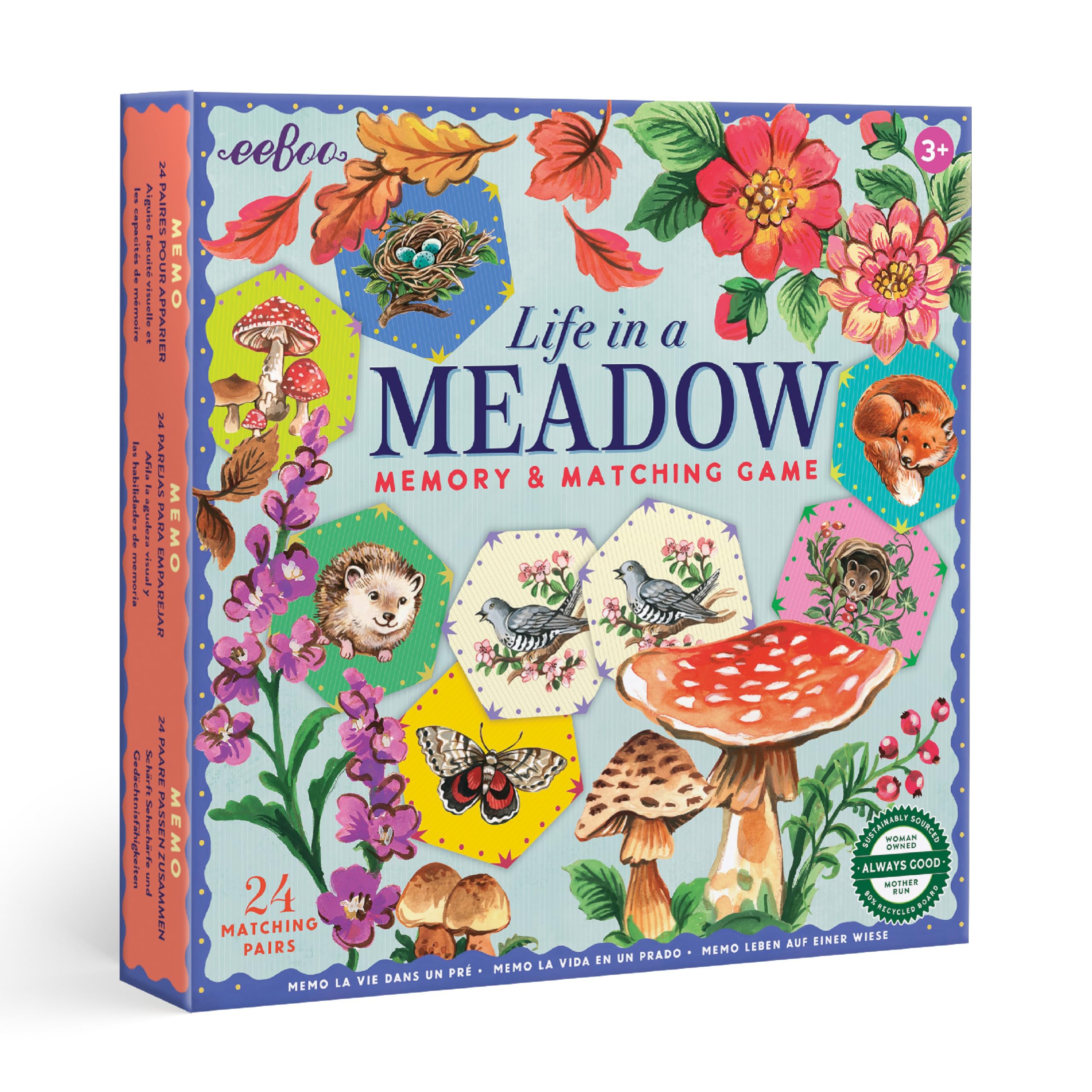 eeBoo Life in a Meadow Memory & Matching Game, Ages 3+, 1-4 Players | Introduces woodland…