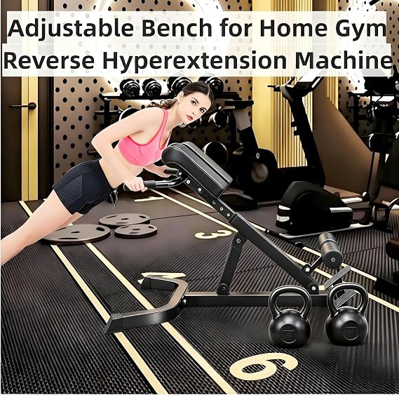 ComMax Roman Chair Back Extension Bench Foldable Workout Bench Machine for Home GYM Adjustable Glute Bench Back Trainer