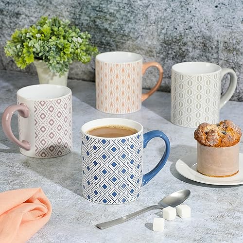 Miniatura 2 de Mr Coffee Bliss - Juego de 4 tazas de cerámica de diseño surtido de 20 onzas