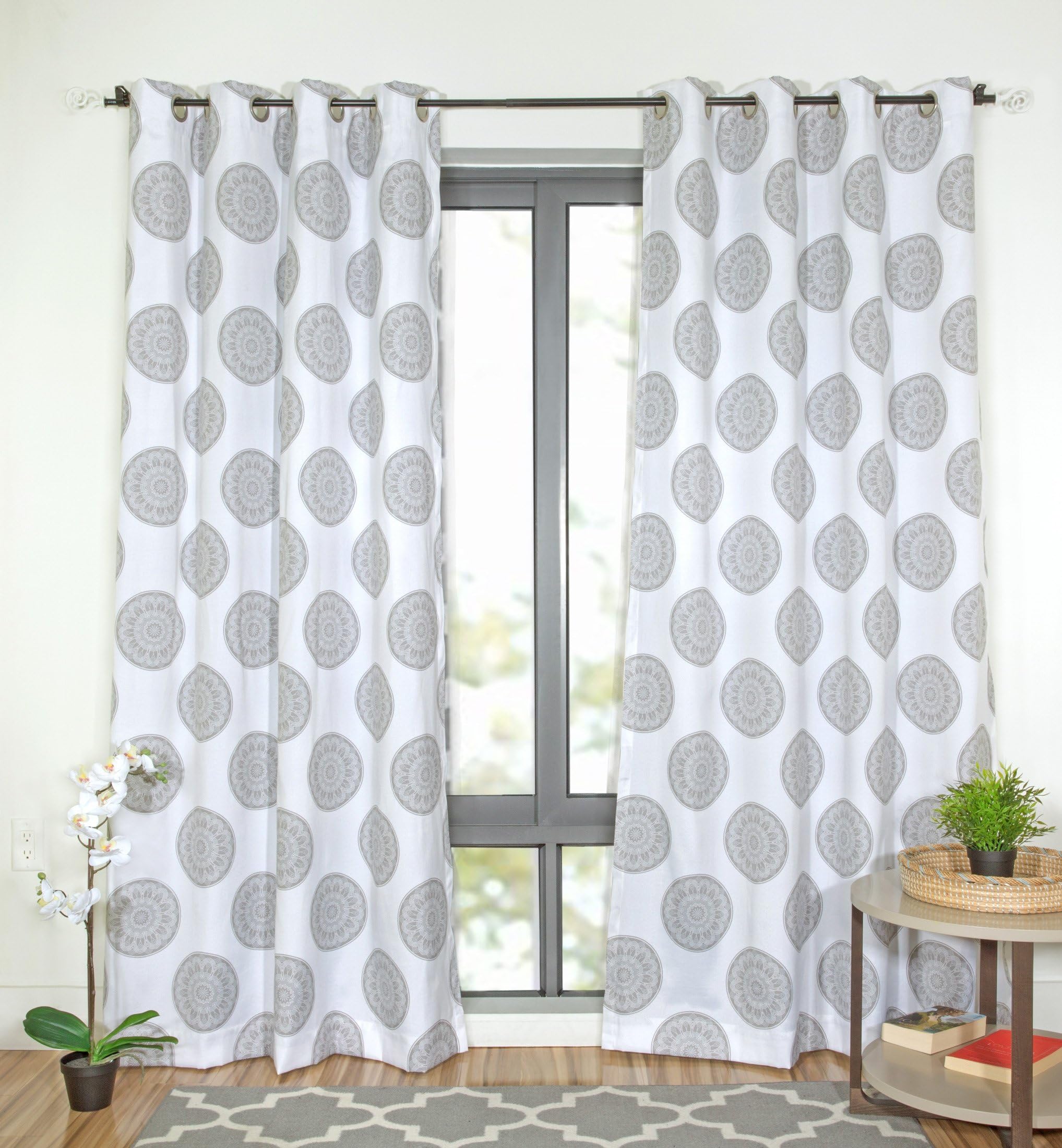 WRGHOME Crescent Grommet Home Curtains 50" X 84" Cream (2 Panels)
