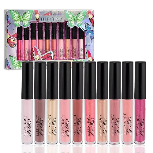 Ellen Tracy - Colección de brillo de labios de 10 piezas brillo de labios brillante para mujeres y niñas juego de brillo de labios de color duradero Ellen Tracy - Colección de brillo de labios de 10 piezas brillo de labios brillante para mujeres y niñas juego de brillo de labios de color duradero