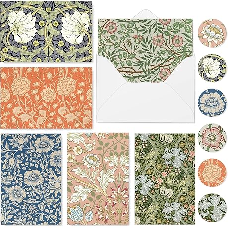 William Morris Greeting Cards with Envelopes Stickers