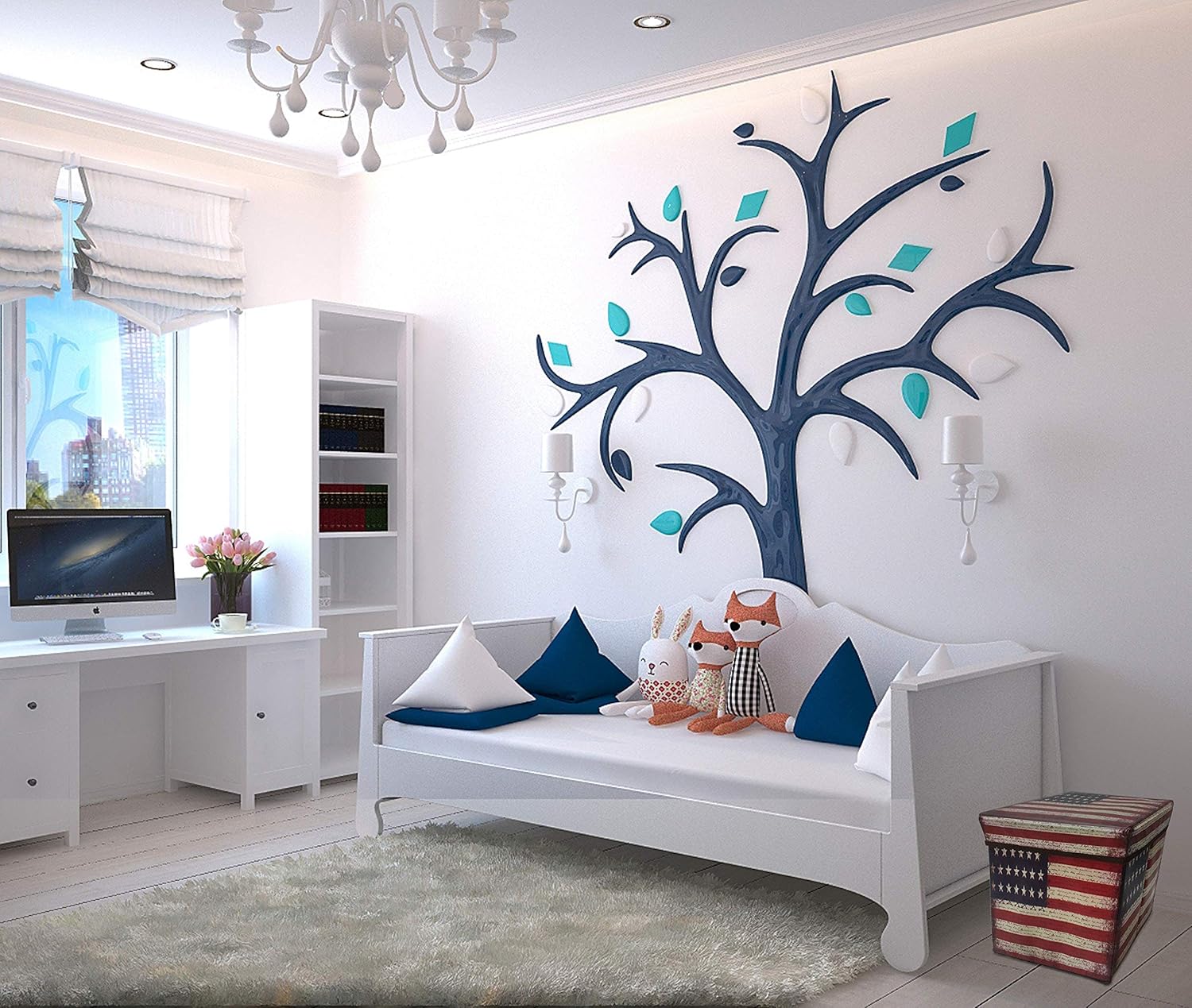 Macro Giant Foldable Storage Stool, Set of 1, USA National Flag Pattern, 11.8 x 11.8 x 11.8 inch, Toy Box, Shoe Bench, Footstool, Clothes, Book Storage