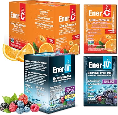 Miniatura 11 de Ener-IV - Bebida energética y de hidratación con electrolitos de potasio, vitamina C y zinc, paquetes de polvo, recuperación muscular e inmunidad,