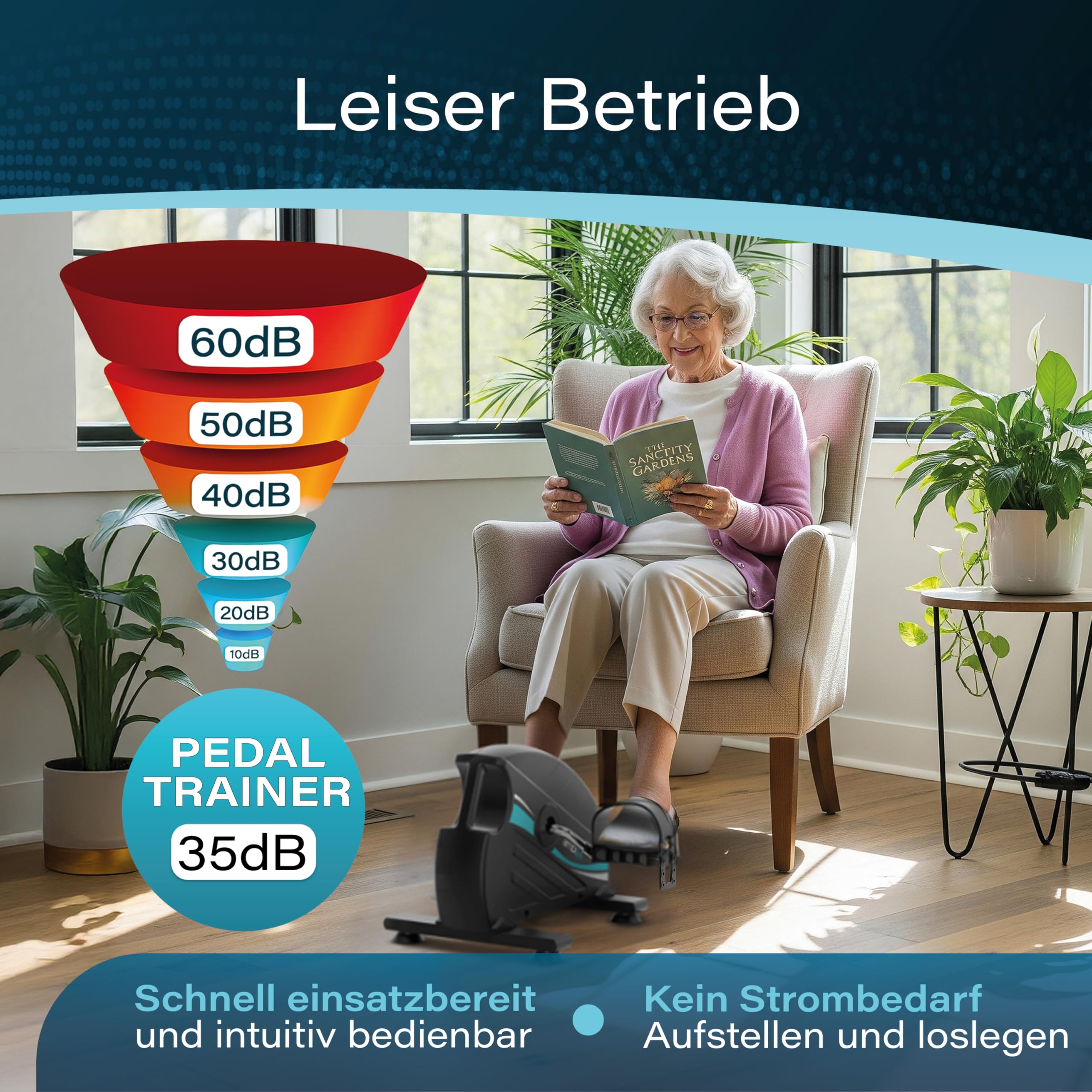 AMBIFIT Mini Heimtrainer Pedaltrainer Set leise stufenlos einstellbar Beintrainer Armtrainer mit Trainingsmonitor Ergometer Fitnessgerät