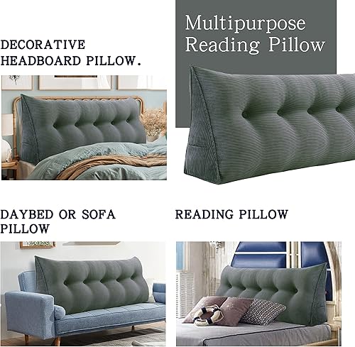 Miniatura 6 de Cojín triangular Vercart para cama y sofá en forma de cuña, para apoyar la espalda, para leer, soporte lumbar, con funda removible.