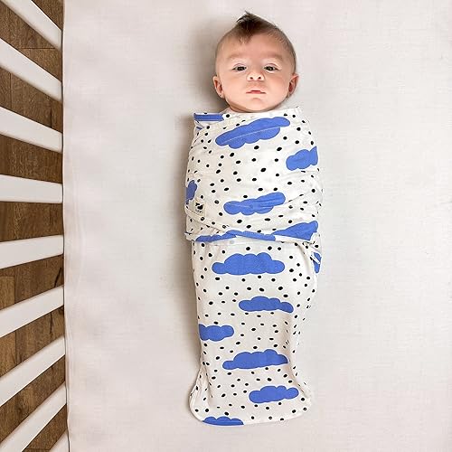 Miniatura 4 de Norani Baby Swaddle Sleep Pod para recién nacidos  Manta de envoltura con inserciones de brazo y cierre  Nubes azules