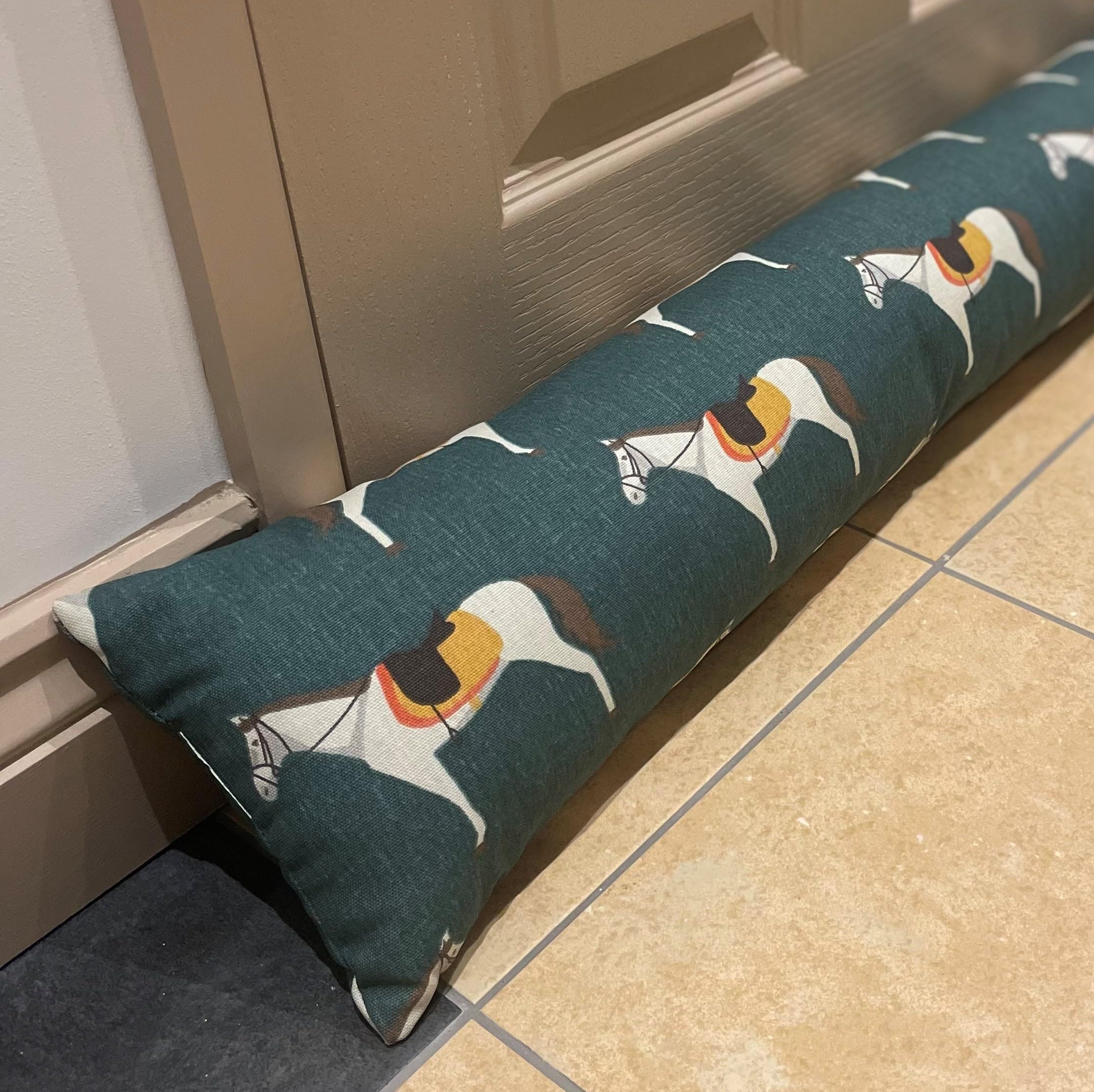 Snugglemore Draught Excluder Fabric Cotton Door Window Draught Cushion Guard Animal Prints (Steed)