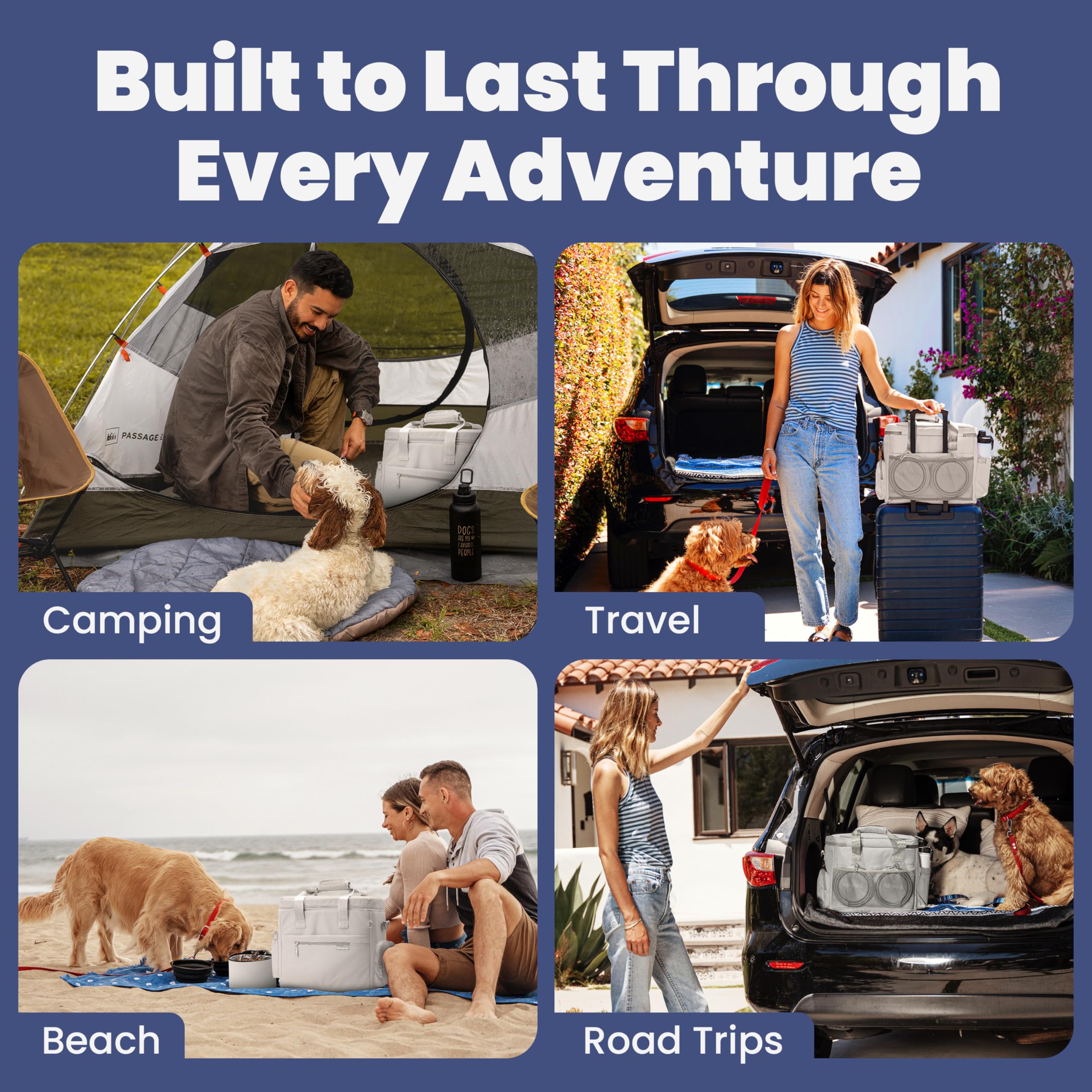 Rubyloo The Original Doggy Bag™ - Bolsa de viaje para perros para suministros - El mejor regalo para dueños de perros - Incluye 2 cuencos de viaje sin BPA y 2 recipientes de comida - Kit de viaje para