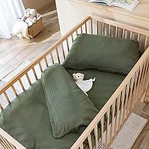 Terre de Nuit NOA Cotton Gauze Baby Duvet Cover 80 x 120 cm Khaki