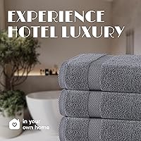 Vista 7 de White Classic Wealuxe Toallas grises para baño 6 paquete, juego de toallas de baño de algodón para hotel, gimnasio, spa, suaves, extra absorbentes