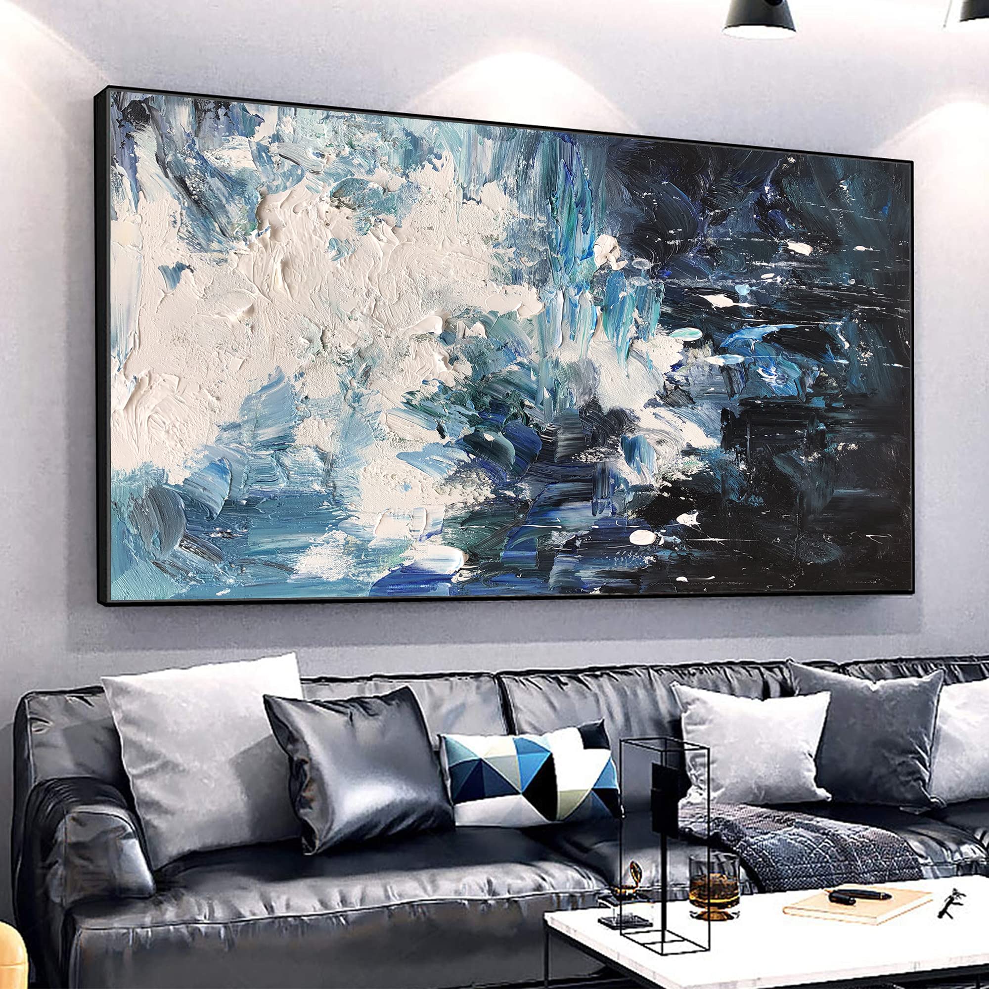 Amazon.co.jp: 手描きの油絵 油絵壁アート壁装飾 カラフルな抽象絵画