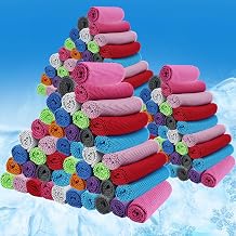 BBTO 80 Pcs 32 x 12 Inch Microfiber Cooling Towels, Ice Cold Towel for Neck and Face Breathable Chilly for Yoga, Sport, Gym, Workout, Camping and More ActivitiesMulticolor