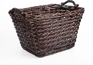 Heavy Duty Log Basket Fireside Blanket Basket Bedroom Storage Basket (Brown Rectangle)