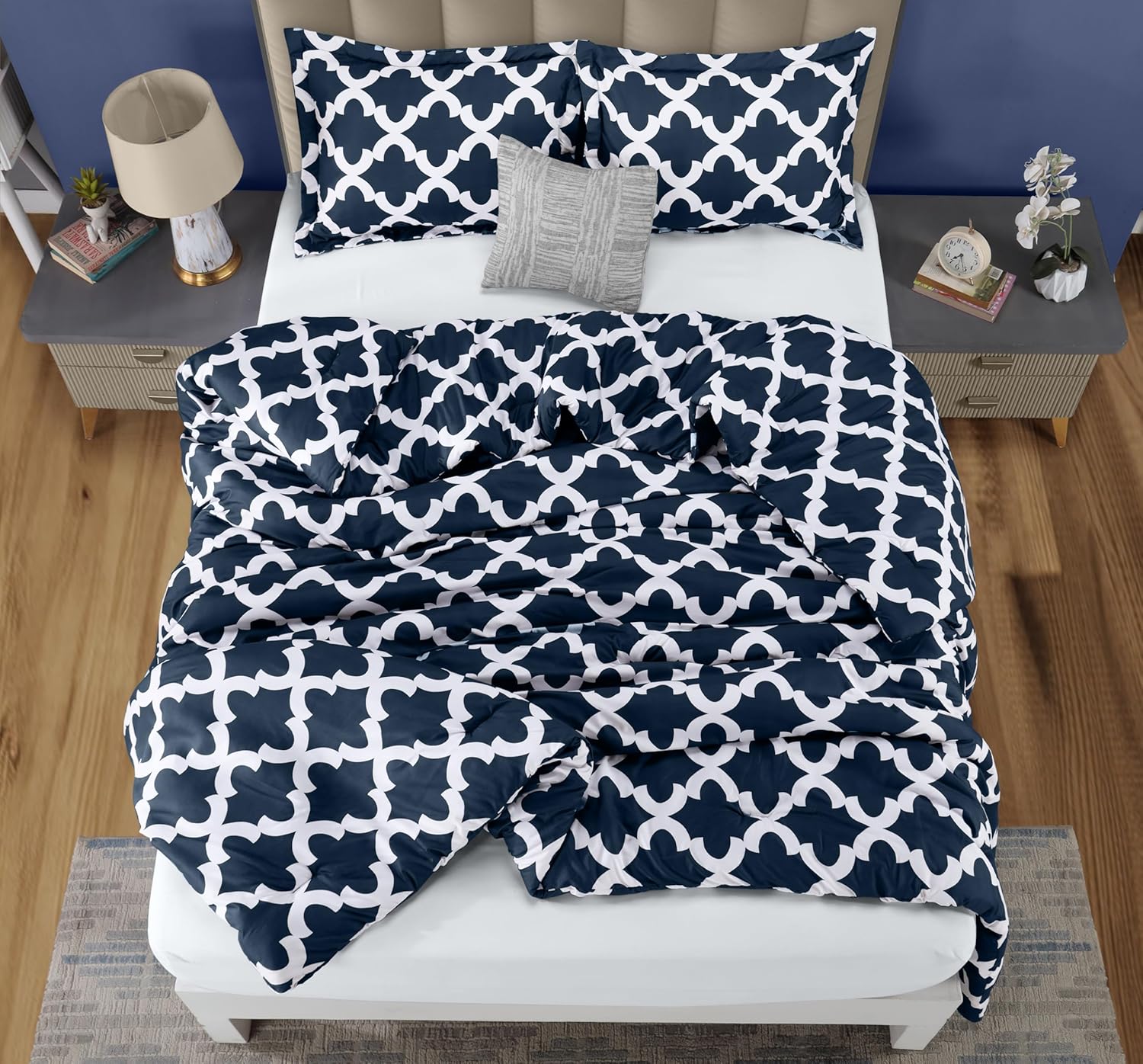 King Comforter Set 3 Piece Navy by Utopia Bedding, Printed Comforters King Size, Bedding Comforters Sets, Down Alternative Soft Bed Set, 1 Comforter (90 x 102 inches) 2 Pillow Shams (20 x 36 inches)