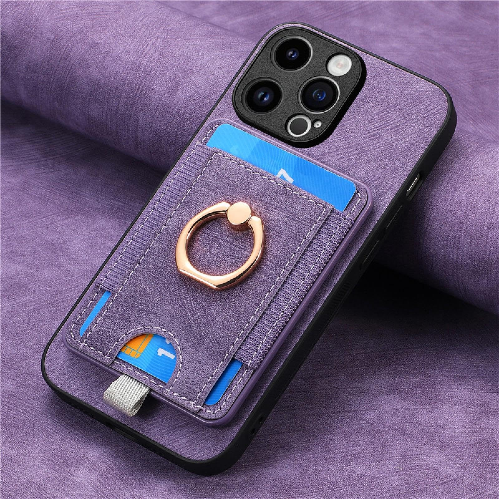 Do iPhone SE 2020 (2022) Magnetyczny bezprzewodowy skórzany portfel etui na telefon z pierścieniem i klapką (do iPhone SE 2020 (2022)/FIOLETOWY)