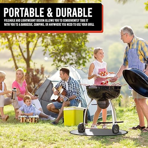 Miniatura 6 de Tapete ignífugo para hoguera, protector de cubierta resistente al calor de dos caras, protector grande de madera para exteriores, protección de