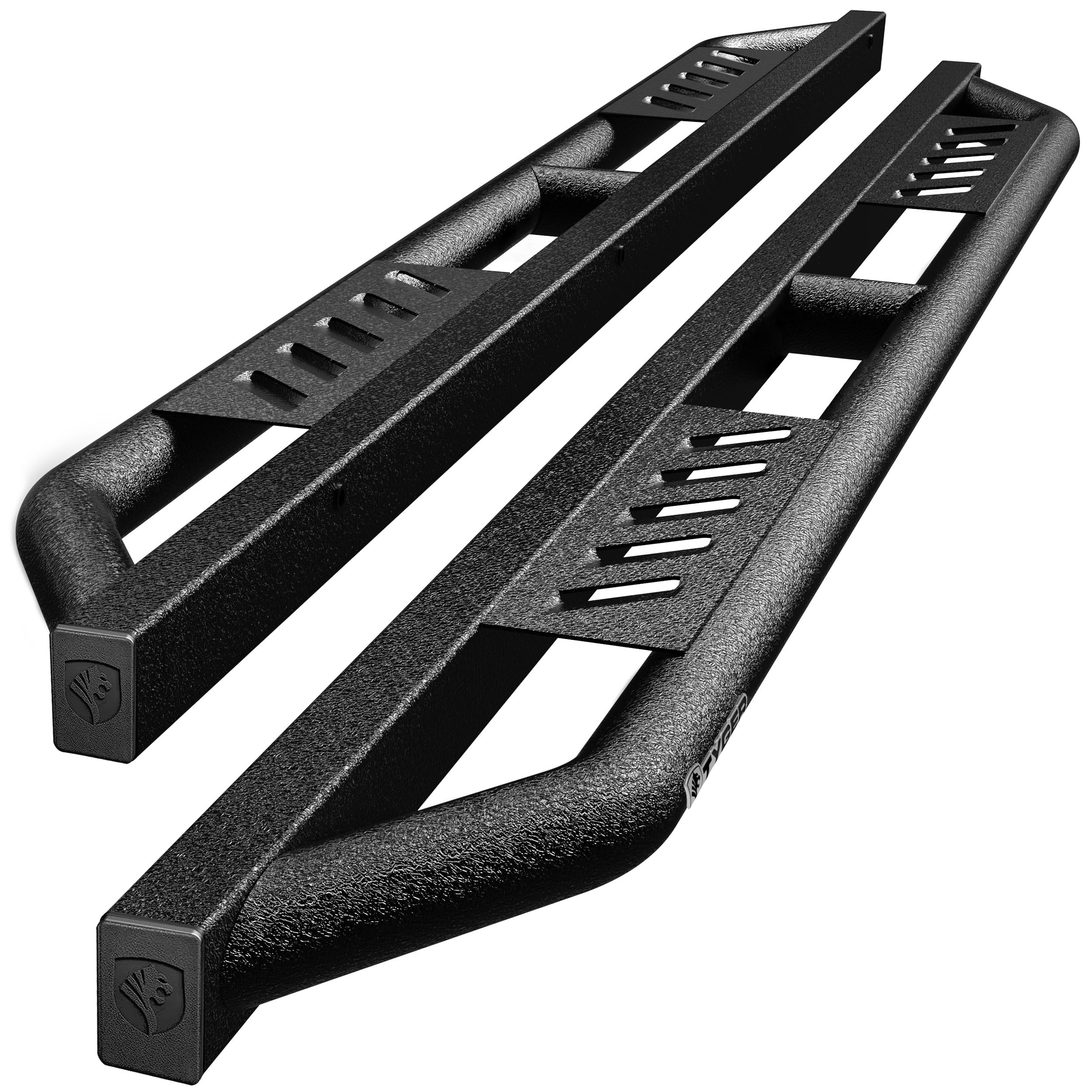 Photo 1 of Tyger Auto Trax Side Steps Compatible with 2019-2026 Chevy Silverado GMC Sierra 1500; 2020-2026 2500 3500HD | Crew Cab | TG-TX7C29758 | Textured Black Rail Running Board