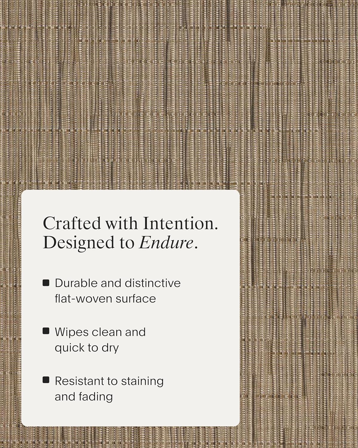 Chilewich Bamboo Placemats Set of 4 - Woven Oval Placemats - Reusable, Stain-Resistant, Indoor/Outdoor Tabletop Protection - 19" x 14" - Camel