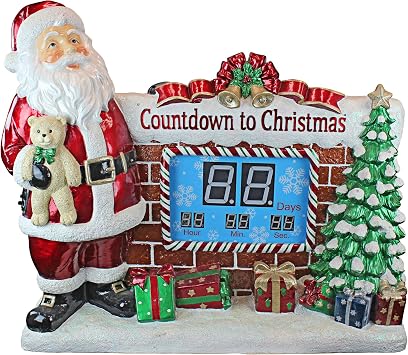 Design Toscano Santas Countdown to Christmas Digital Display LED Light Statue with Music, 41 Inch, Polyresin,