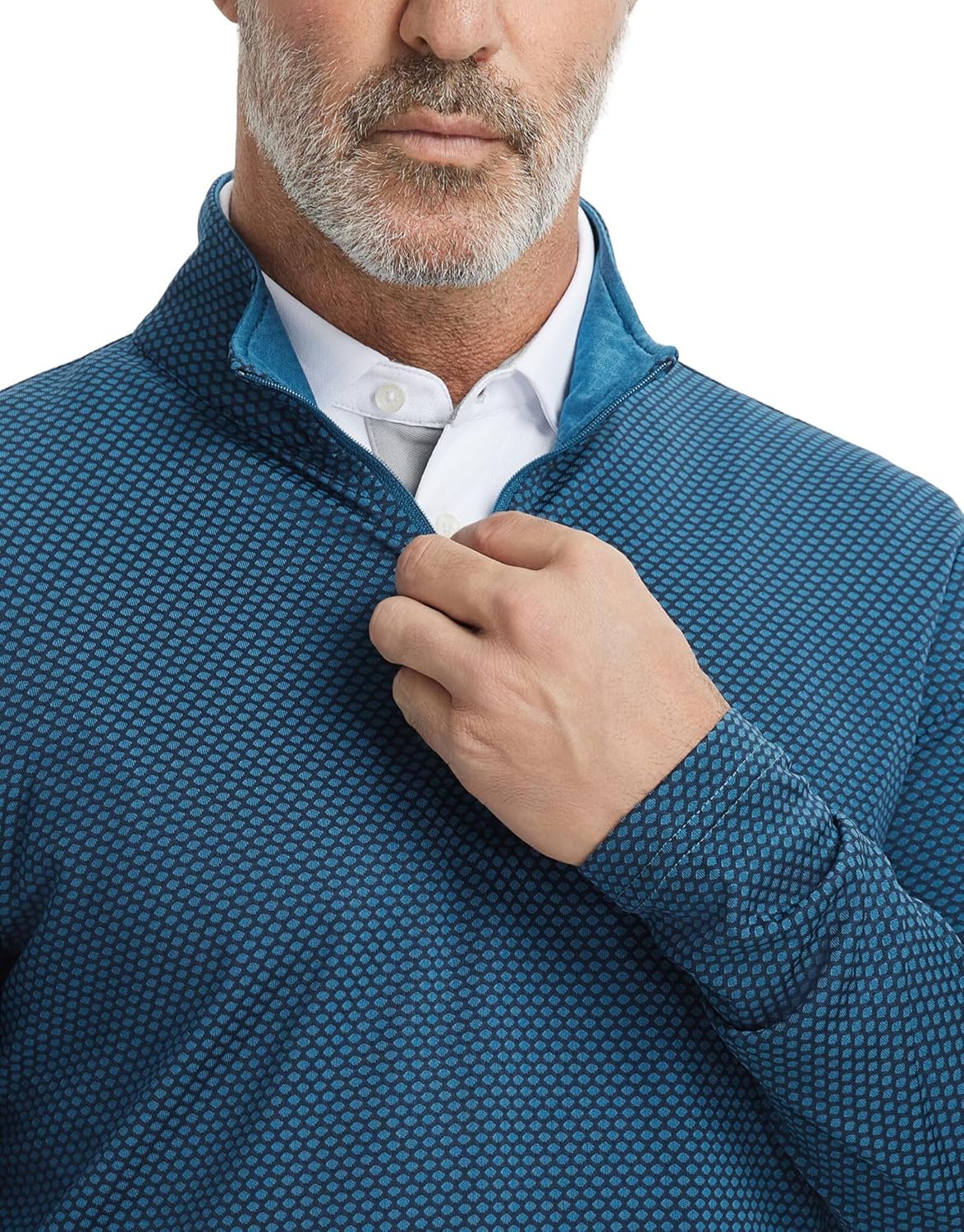 M MAELREG Quarter Zip Pullover Men Jacquard Dry Fit Moisture Wicking Long Sleeve Golf Casual Stretch Sweatshirts For Men - Image 5