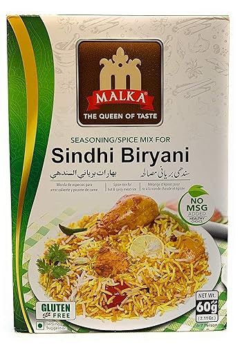 Miniatura 2 de Mezcla de recetas y condimentos Malka Sindhi Biryani sin gluten, sin OMG, 2.1 onzas (60) – Especias en polvo para carnes sabrosas y picantes Pilaf