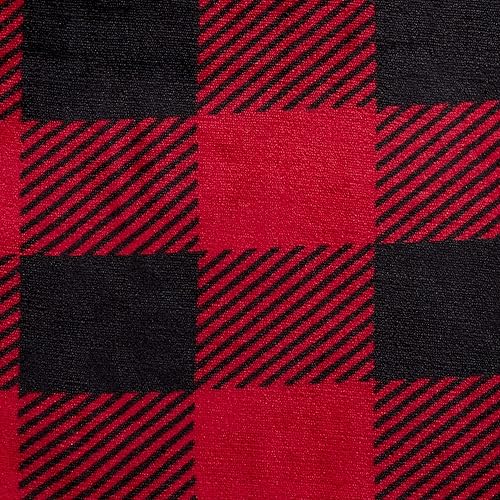 Miniatura 5 de Juego de edredón sherpa de micro visón ultra suave Tienda Basics, diseño de lana cuadriculada color rojo, tamaño matrimonialQueen.