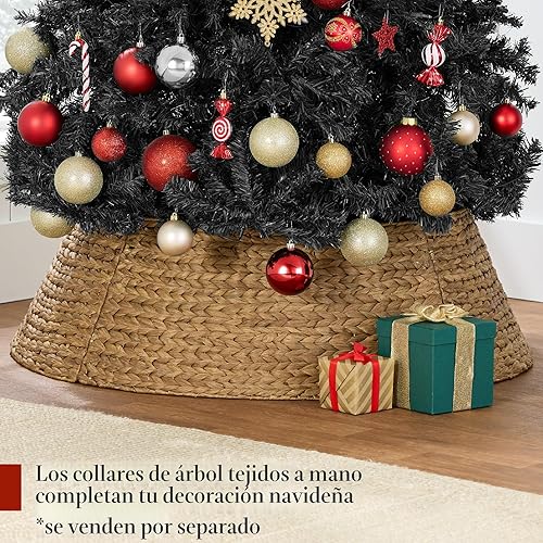 Miniatura 9 de Best Choice Products - Árbol de Navidad artificial negro completo de 6 pies, decoración de festividades para el hogar, oficina, decoración de fiesta