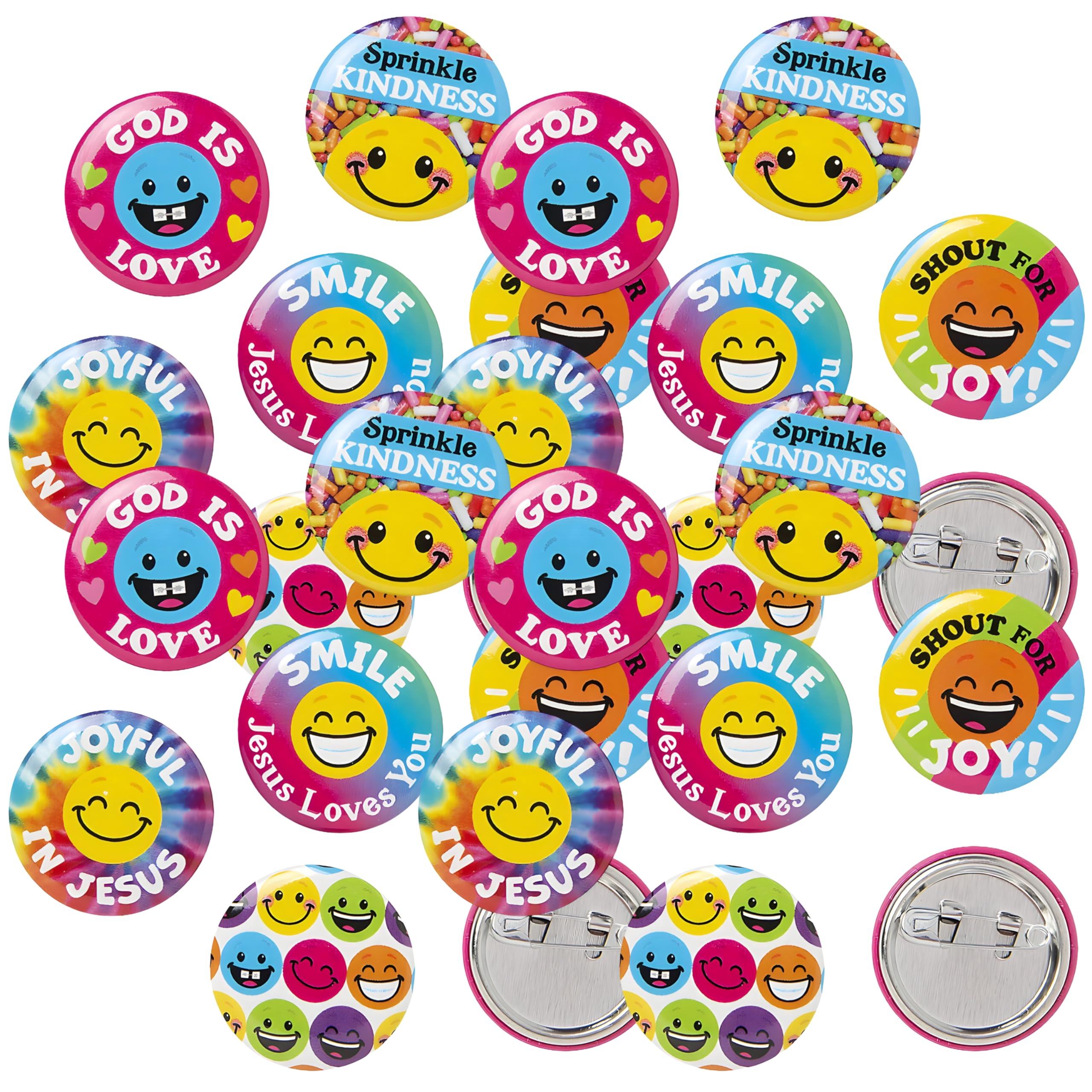 Bulk Assorted Jesus Loves You Colorful Round Mini Buttons - 1" (Pack of 48) - Inspirational Party Favors & Decorations for Faith-Based Events