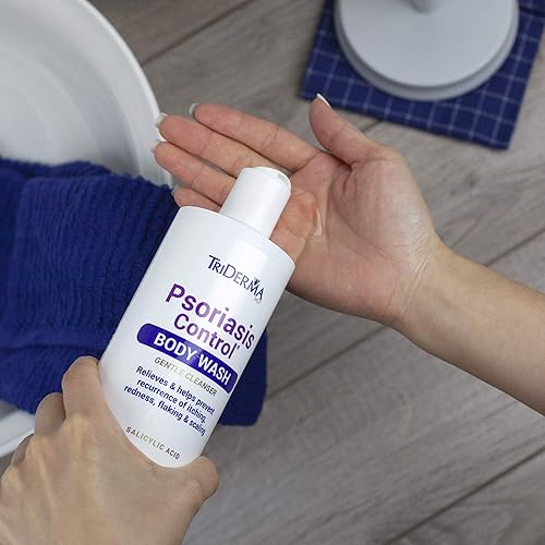 Miniatura 5 de TriDerma Gel de baño para control de la psoriasis, limpiador suave de ácido salicílico al 2%, gel de aloe vera AP4, tratamiento de psoriasis alivia