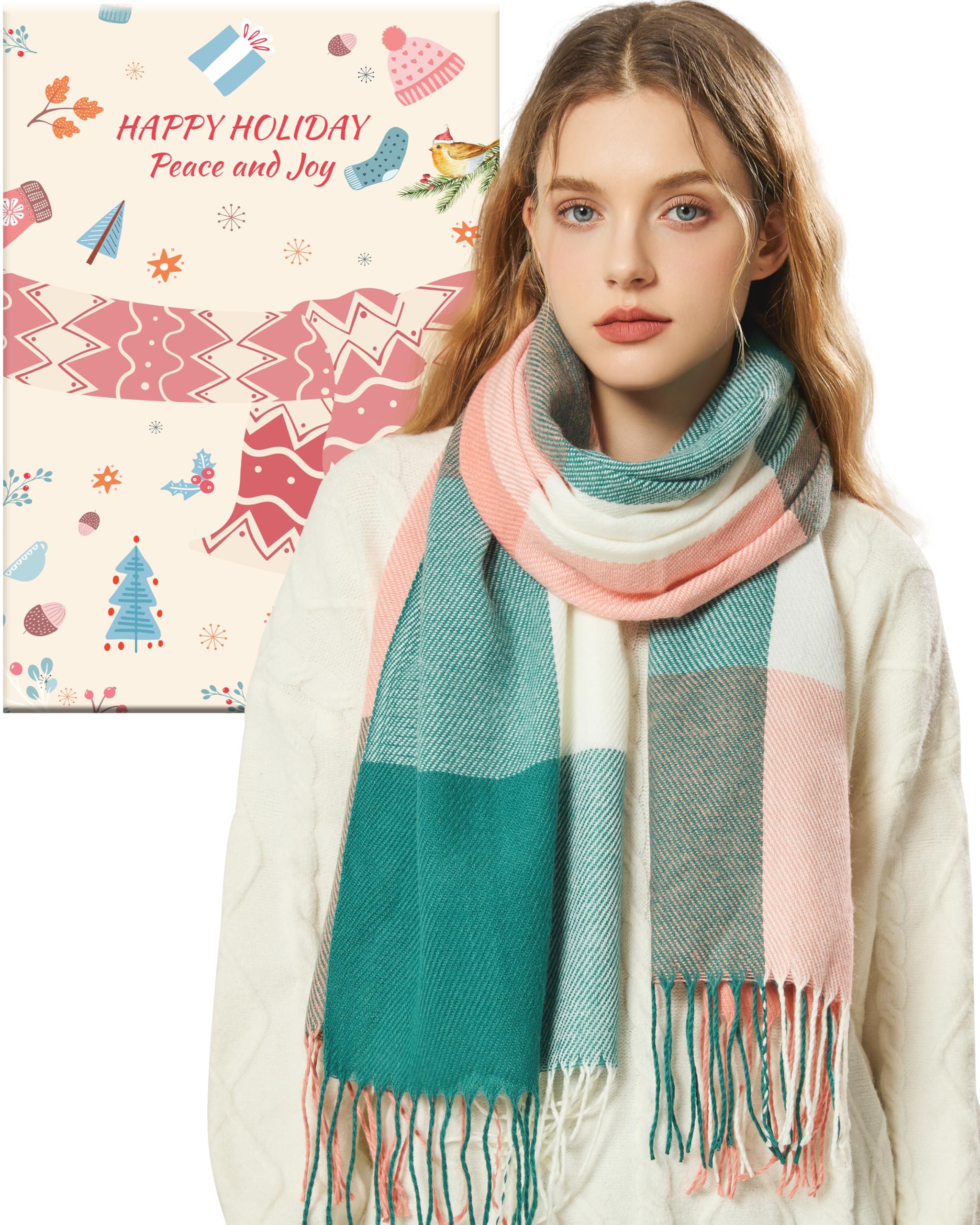 YULARAWomens Scarf Winter Wraps Stocking Stuffers Christmas Gifts for Women Mom Wife Her Coworker, Holiday Cozy Ladies Gifts