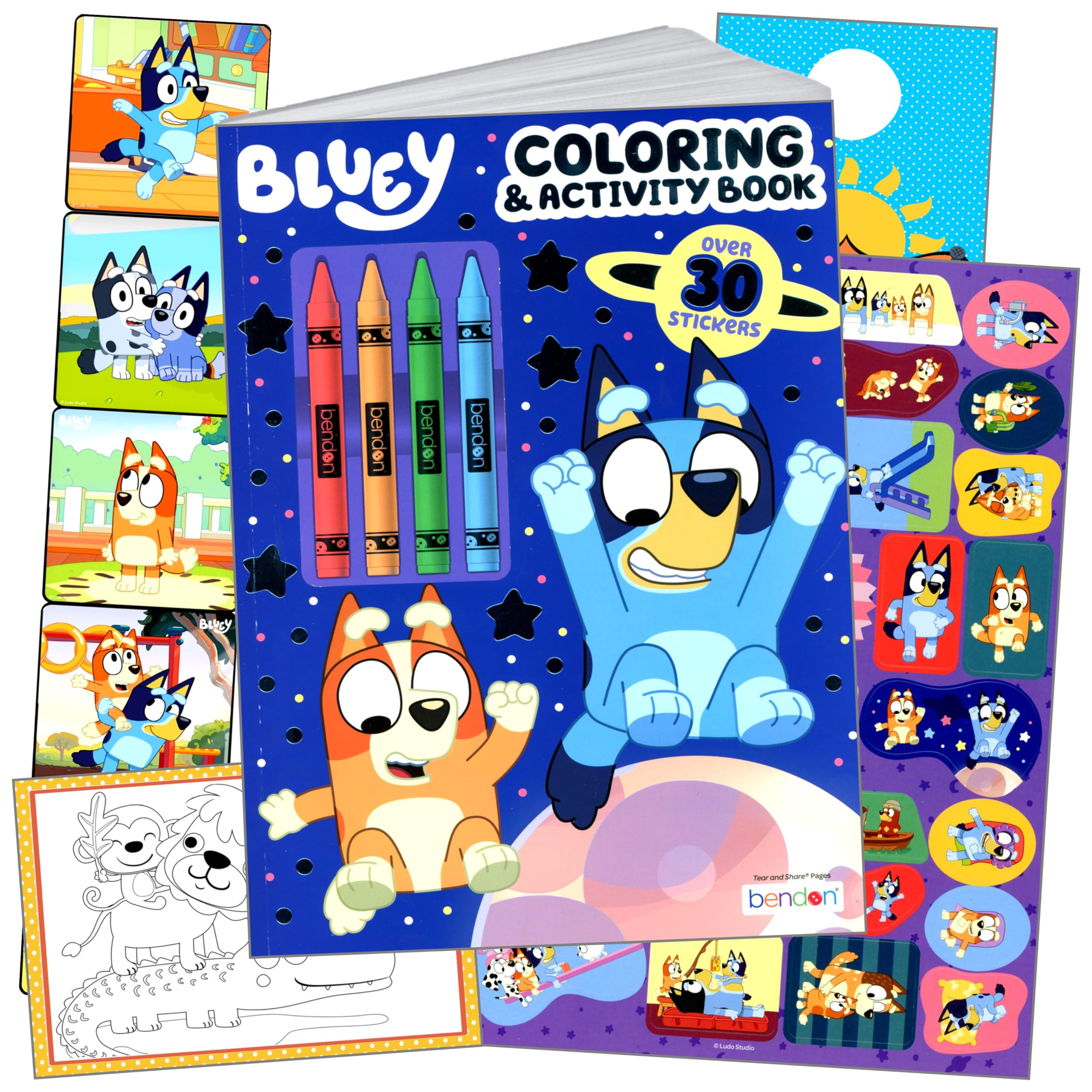 Bendon Bluey Coloring Book with Stickers Includes Bluey Stickers, Coloring Book, Reward Sticker Set, and More