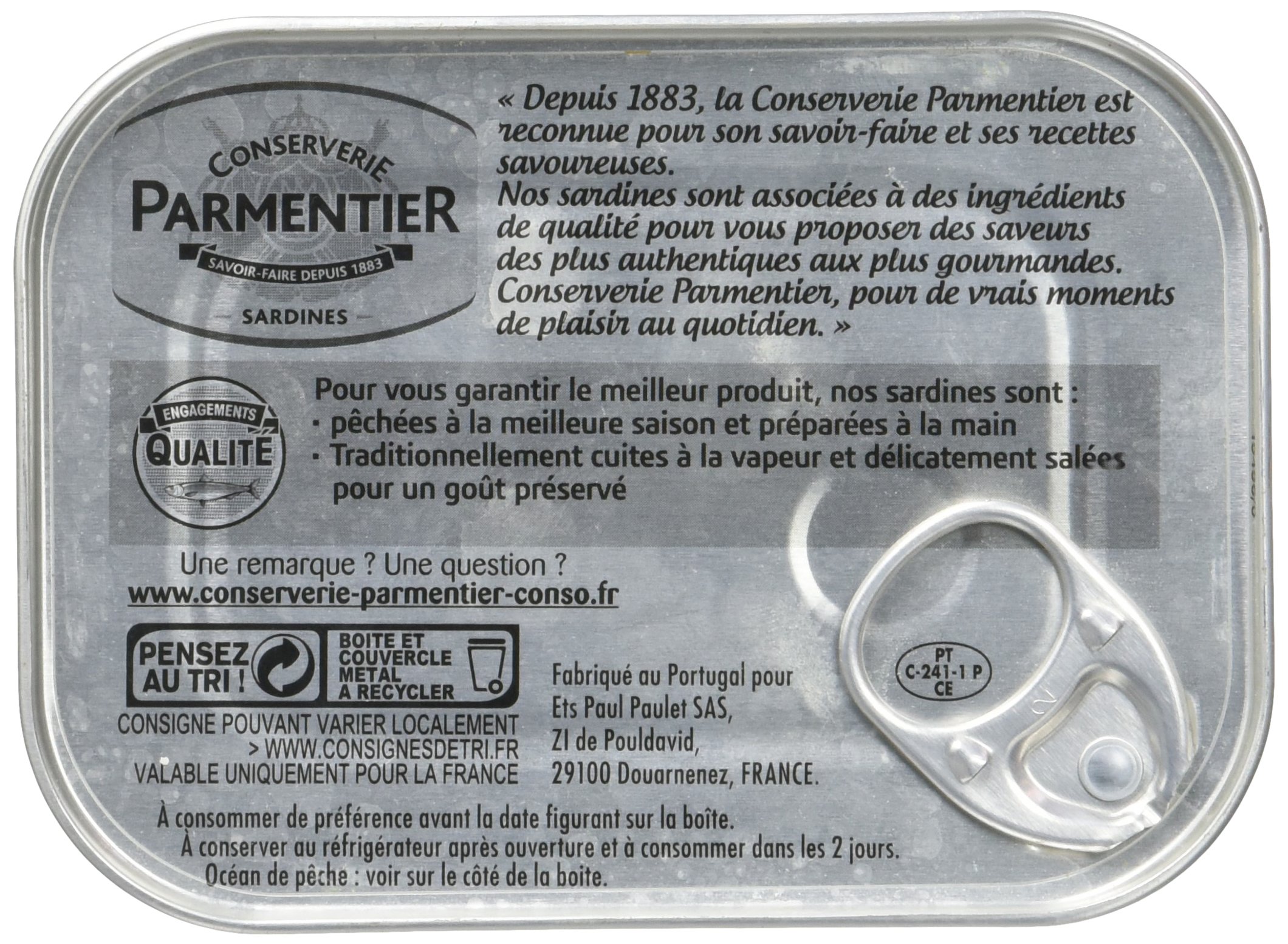 Parmentier Sardines à l'Huile d'Olive Vierge Extra 135 g - Lot de 8