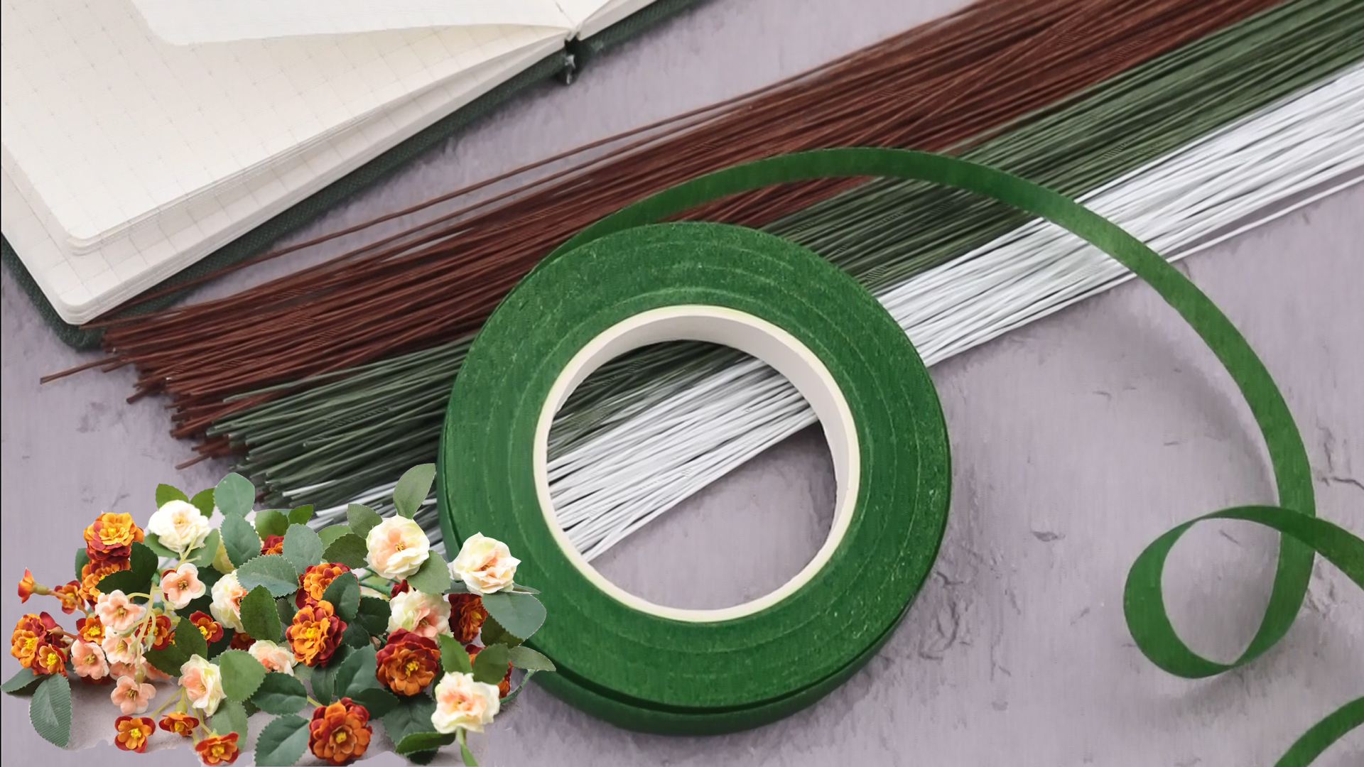 UNINGYI 3 Rollos De Cinta De Floristería, 100 Unidades De Alambre