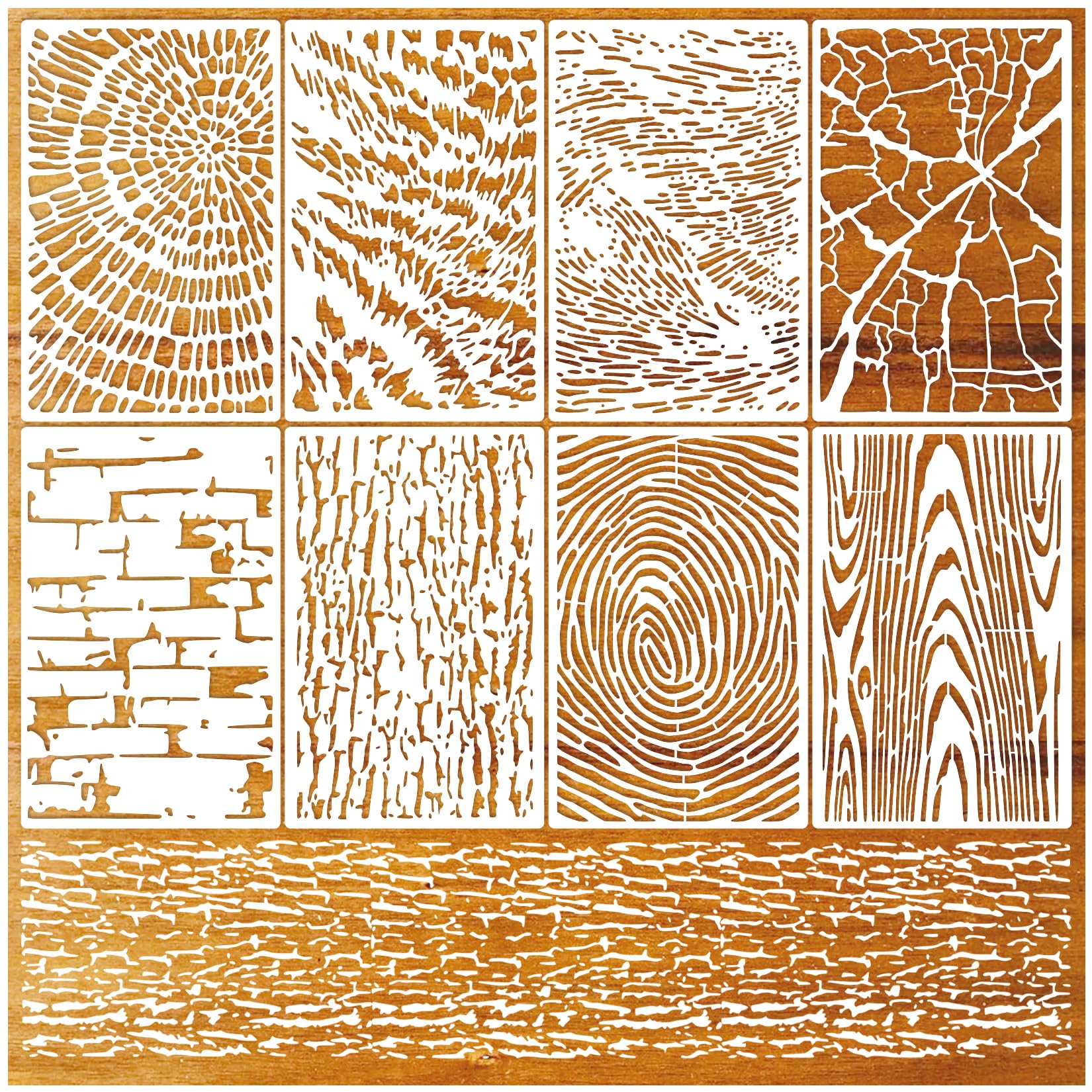8 plantillas de ladrillo con textura geométrica abstracta para pintar vetas de madera, plantillas mixtas de mármol agrietado, pintura en aerosol, plantillas de capas para muebles, manualidades
