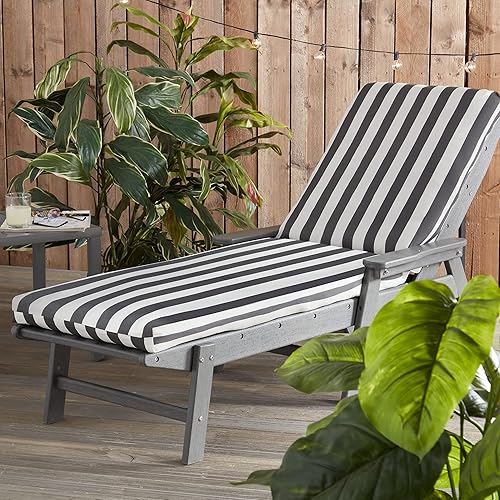 Miniatura 2 de Greendale Home Fashions Cojín reversible para silla de salón para exteriores, rayas grises