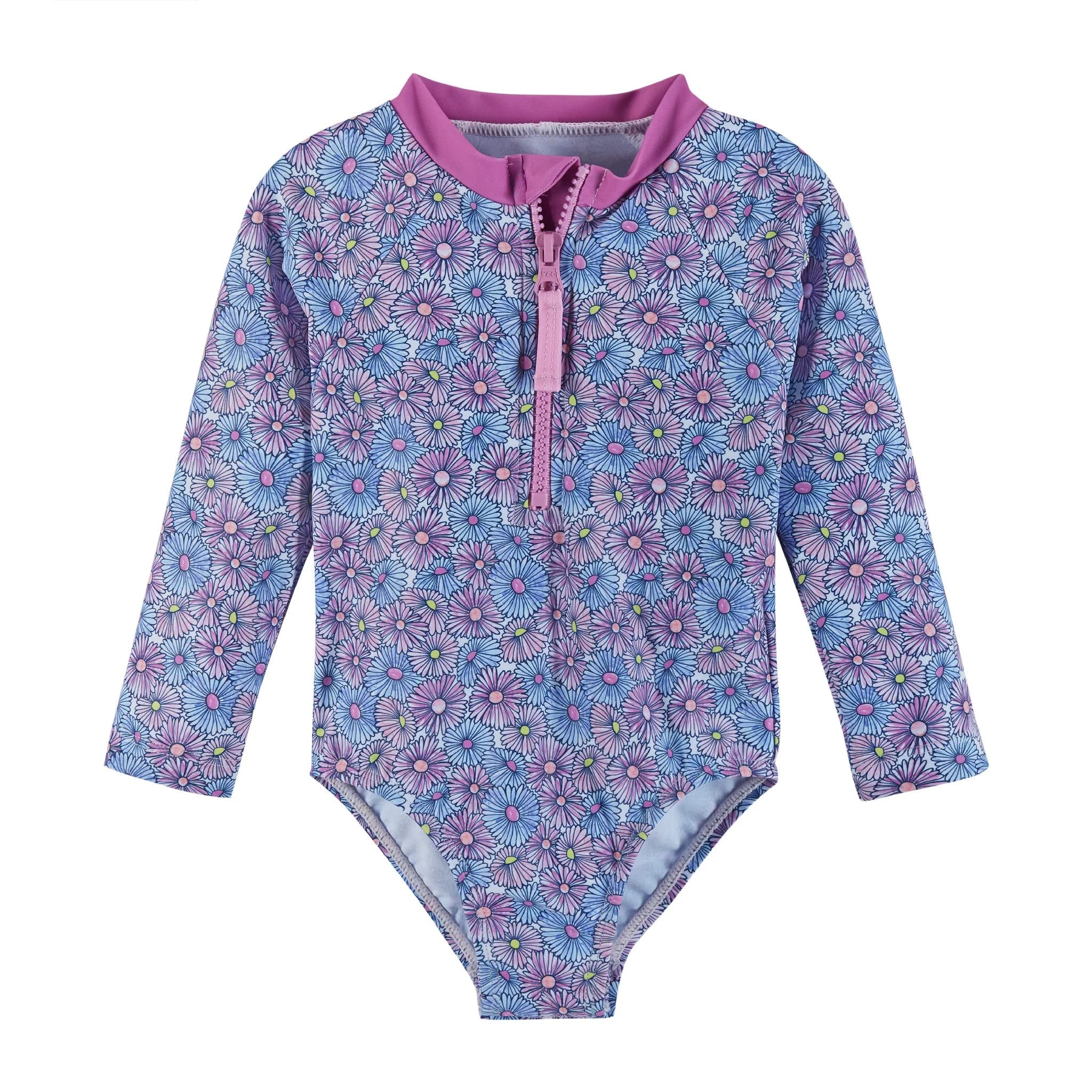 Andy & Evan Girls' One-Piece Rasguard Set, Size 6/9M, Blue Rainbow
