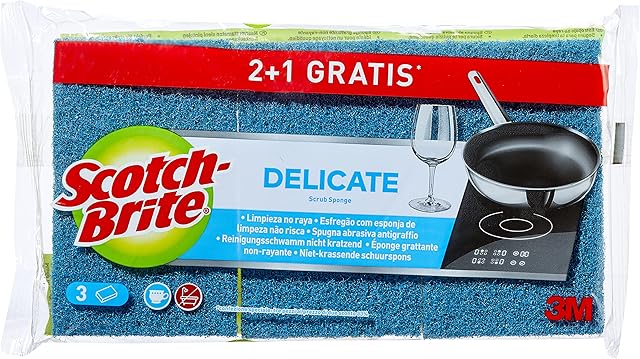 3M Universal Laminated Scourer, Polyurethane, Blue-No Stripe, 3 Unidad