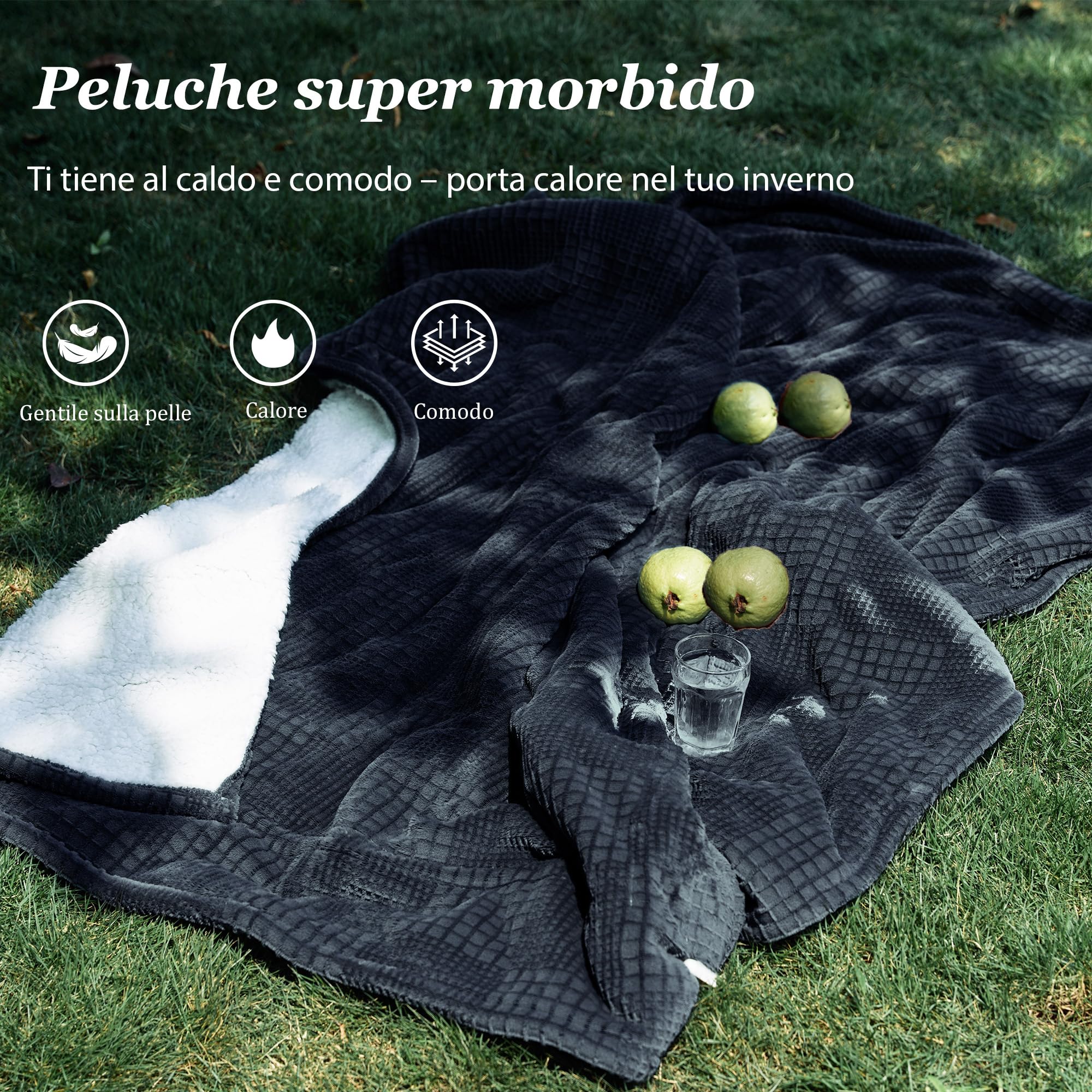 Texciting Coperta Riscaldante Elettrica-130x160cm-Coperta Elettrica con 9 impostazioni di calore-10 ore di spegnimento automatico Lavabile in lavatrice (Nero)