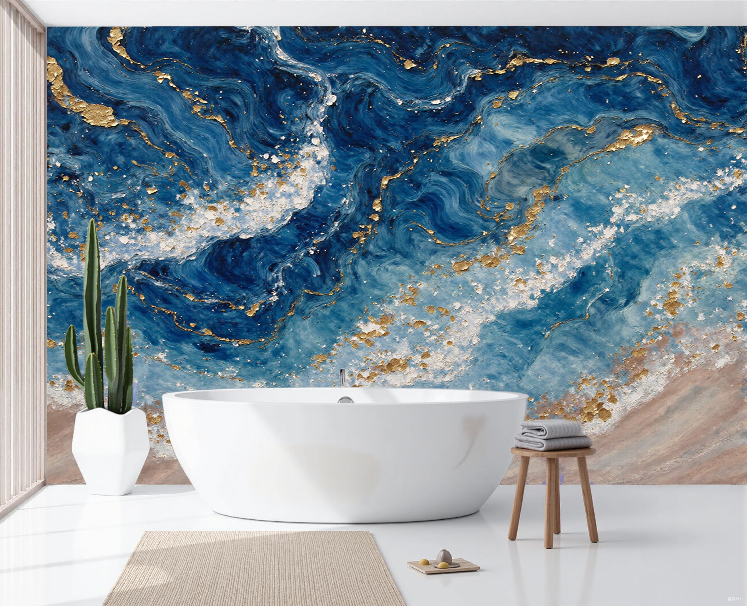 Papier peint panoramique intissé bleu décoration murale salon chambre 3D 200X140cm