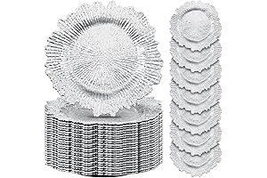 50 Pcs 13 Inch Silver Charger Plates Bulk for Weddings and Events
