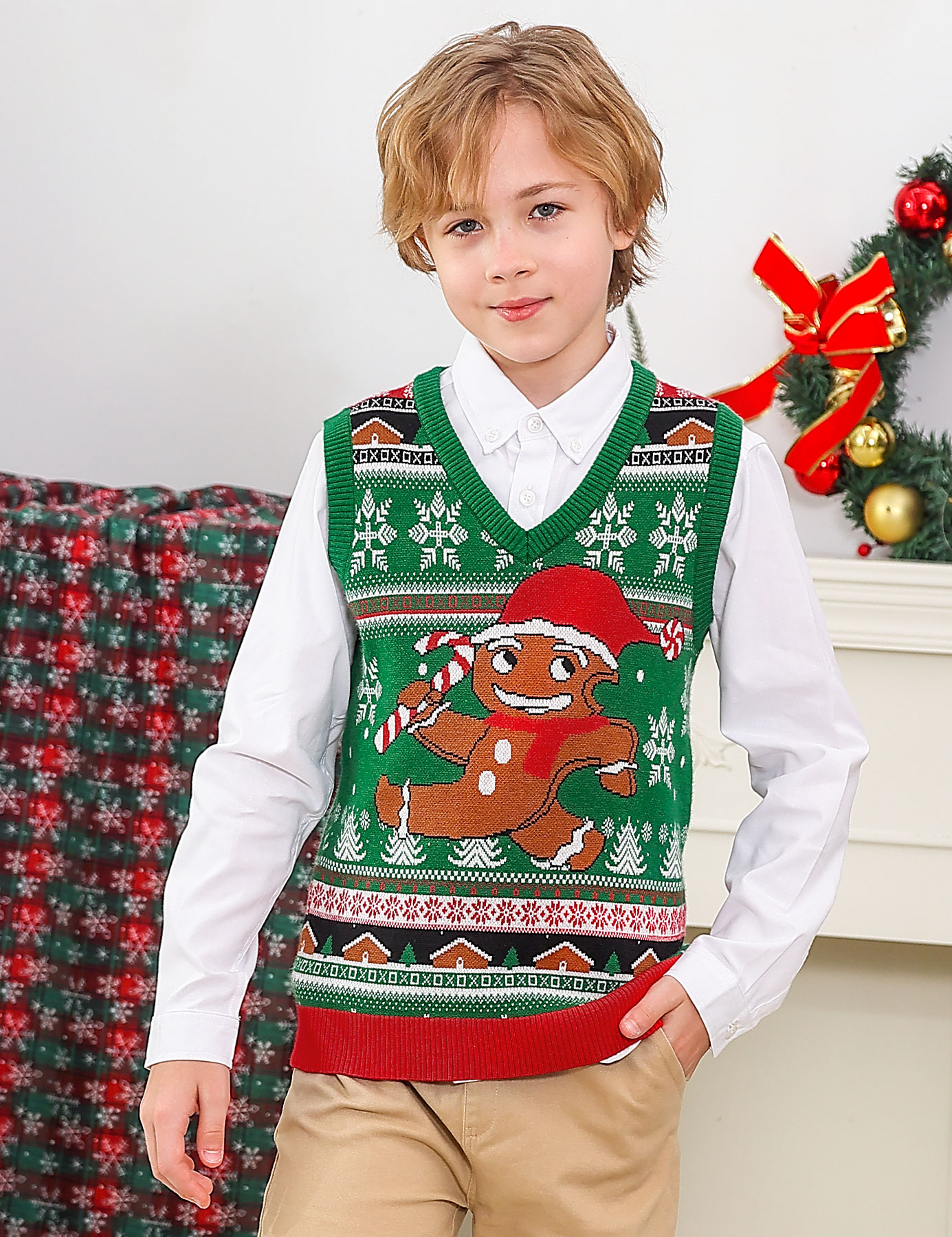 Christmas Jumper Reindeer Vest Christmas Vest Boys Holiday Sweater